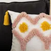 Pillow Yellow White Tassles Tufted Cover 45X45/30X50cm Bohemia Style Home Decoration For Sofa Living Room Bedroom