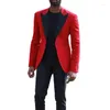 Men's Suits 2 Piece Casual Men For Prom Slim Fit Red Blazer With Black Pants Wedding Groomsmen Tuxedo Male Fashion African Costume