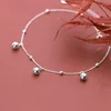 Fußkettchen 925 Sterling Silber Frau Glocken Fuß Armband am Bein Kette Schmuck Barfuß weiblich Geschenk 22 cm