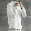 Camisas casuais masculinas 2022 Tecido de linho masculino de verão Mangas curtas de colar preto/branco/verde colar de algodão solto m-5xl
