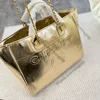 Ladies Glitter Designer Beach Shopping Bags Gold Silver Balck Shiny Lambskin Luxury Totes Bag Handle Handbag With Chain Outdoor La284Z