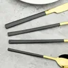 Dinnerware Sets Gold Plated Tableware Set Mirror Knife Fork Cute Spoon Stainless Steel Plate 24 Pieces Utensil Western Dinner