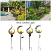 Lampes solaires de jardin, flamme de lune, Globe en verre craquelé, lampadaire pour la décoration