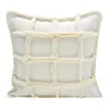 Kudde DunxDeco Luxury Modern Linen Cotton Check Patchwork Cover Warm Ivory High Tasting Sofa Chair Bedding Coussin