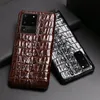 Funda de piel de vaca auténtica para Samsung Galaxy S22 Ultra S21 S20 S10 S9, funda Retro con textura de cola de cocodrilo 3D