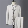 Herenpakken Klassieke Heren Geborduurde Mode Toevallige Stand Kraag Heren Blazers Jas En Broek China Vintage Stijl