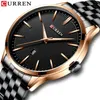 Obejrzyj Man New Curren Brand Watches Fashion Business Na rękę z auto data zegar ze stali nierdzewnej Zegar męski Casual Style ELOJ262E