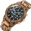 ファッションラグジュアリーメンズウッドウォッチクロノグラフラミナス多機能木製腕時計Quartzレトロスポーツウォッチ237z