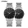 Sinobi Set Par Watches Top Luxury Quartz Mans titta på rostfritt stålband Ultra-Thin Quartz Time Wristwatch Reloj Mujer3263