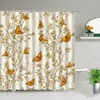Curtain 3D Printed Butterflies Shower For Bathroom Polyester Waterproof With Hooks Cloth Decoration