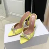 Amina muaddi AWGE Slippers Bow Crystal Embellished rhinestone mules spool Heels sandals women summer luxury designers shoes sandal factory footwear With box