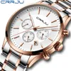 CRRJU montre pour hommes Top marque de luxe décontracté chronographe Quartz montre-bracelet Style de mode mâle militaire étanche calendrier Clock290s