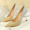 Dress Shoes Fashion Thin Heel High Shallow Mouth Pointed Color Matching Shiny Gradient Sexy Women's Single
