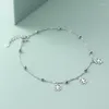 Fußkettchen Kleeblatt Silber 925 Armband am Bein Frau Schmuck Dekoration Fußkette Mode Geschenk weiblich