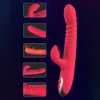 Articoli di bellezza OLO Riscaldamento Dildo Vibratore Stimolatore del clitoride Telescopico Coniglio G-spot Massaggio Rotazione Perline Orgasmo Leccare Giocattoli sexy