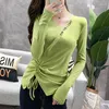 Women's T Shirts V-neck T-shirt Women's Long-sleeved Top Tight Bottoming Shirt Coquette Clothes Turtleneck Anime Tshirt Ladies Tops
