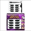 Autocollant de faux cils réutilisable avec autocollants colorés, bande adhésive pour cils, 1 pince à cils noire, 2 pinceaux à sourcils