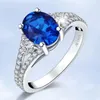 Cluster Rings Trendy 925 Sterling Silver Creato Ovale Sapphire Gemstone Enniversary Per Le Donne Squisito Partito Gioielli Fine