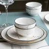 Dinnerware Sets Black Border Ceramic Dishes And Plates Creative Marble Dinner Plate Nordic Round Dessert Household Tableware Platos