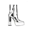 Boots Lilyptuart 2022 Ankle Women Quality Platform Female Fashion Short Boot Black Chunky High Heel Shoes Big Si