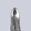 Boots Lilyptuart Platform Silver High Women 2023 Winter Cunky Cheels Round Toe Modern Funky على الركبة