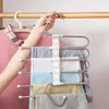 Kleiderbügel 5 in 1 Hose Rack Kleiderbügel für Kleidung Organizer Multifunktionsregale Schrank Aufbewahrung Edelstahlmagie Hose