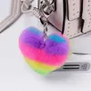 9cm Heart Pompom Keychain Imitate Rabbit Fur Ball Keychains for Women Valentine's Day Presentväska Hängande ornament 36 Colors273p