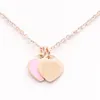 Pendant Neckalce Hot Design New Brand Heart Love Necklace For Women Stainless Steel Accessories Zircon Green Pink Women Jewelry Gift EPAZ