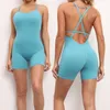 Trajes de polainas para mujer Diseñadores de trajes de yoga de una pieza Chándal de color sólido Tirantes sin espalda top shorts Trajes deportivos siameses Ropa de gimnasia ajustada