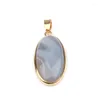 Charms Natural Semi Precious Stone Pendant Egg Shape Hemming 13 Materials Making Necklaces Bracelets And Earrings For DIY