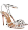أحذية نسائية مثالية من التكيلا ، أحذية جلدية مزينة بالكريستال ، كعوب عالية مثيرة لحفلات الزفاف ، سيدة المصارع Sandalias EU35-43