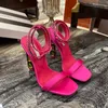Sandálias de salto agulha fashion 10,5 cm homenagem cristal diamante salto ultra alto para mulheres sapatos de grife de luxo festa sandálias de fivela