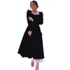 Robes de bal à manches longues pour femmes fête élégante col carré velours noir ivoire tulle robes de soirée une ligne