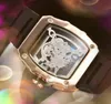 Bling Hommes Femmes Mode Cadran Squelette Creux Montre Pleine Diamants Anneau Glacé Ceinture En Caoutchouc Mouvement À Quartz Derrière Transparent Parfait Loisirs Affaires Montre-Bracelet