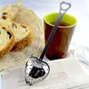 Stainless Steel Long Grip Spoon Loose Tea Leaf Filter Heart Shaped Mesh Tea Infuser Tea Strainer