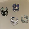 Pierścienie klastra INS Kolorowa folia Uszczelniając Glazurę Drop Oil Ring Pierścień Kreatywna perła Inkrustowana dla kobiet -dziewczyny biżuteria modowa