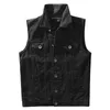 Men's Vests High Quality Letter Men Patch And Women Print Denim Vest Fashion Black White Waistcoat Moto Biker Sleeveless Jacket Asian Size S