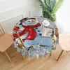 Table Cloth Christmas Snowflake Round Tablecloth Xmas Tree Circular Cover Decorative For Picnic Banquet Party Kitchen 60 Inch