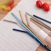 Drinking Straws Metal Reusable 304 Stainless Steel Straight Bent Straw With Case Cleaning Brush Set Party Wine Glass Decoration