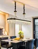 Chandeliers Modern LED Kitchen Chandelier Rectangular Crystal Designer Creative Leather Dining Room Lamp