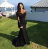 Вечерние платья Sexy Arabic Jewel Neck Illusion Lace Appliques Crystal Beaded Black Mermaid Long Sleeves Formal Party Dress Prom Gowns
