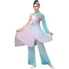 Scena noszona yangko parasol fan taneczne ubrania hanfu festiwal ubrania starożytny chiński kostium tradycyjny karnawał samba