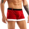 Underpants Mens Christmas Lingerie Underwear Carnival Holiday Party Outfit Velvet Boxers Briefs Wide Elastic Waistband Bulge Pouch Shorts