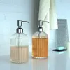 Bath Accessory Set Bathroom Organizer Large 18oz Manual Soap Dispenser Clear Glass Hand Bottle