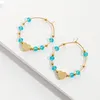 Hoop Earrings Retro Colorful Beads Heart For Women Big Circle Stainless Steel Vintage Fashion Jewelry Gifts