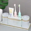 Bath Accessory Set Nordic Resin Bathroom Toiletry Household Soap Dish Toothbrush Holder Mouth Cup Liquid Dispenser Tray Accessories