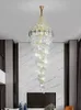 Lustres en cristal modernes luminaires LED long lustre en spirale américain lampe suspendue de luxe européen brillant Droplight maison villa Loft éclairage d'escalier