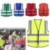 Motorcycle Apparel 2022 Hi-Vis Safety Vest With Zipper Reflective Jacket Security Waistcoat 5 Pockets