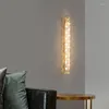 Wandlampen FSS Moderne goldene Kupferlampe Einfache Wasserkornglas-Schlafzimmer-Nachttisch-Wohnzimmer-TV-Korridor