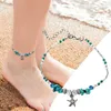 Anklets Individual Name Bracelet Turquoise Blue Anklet Star Beach Pendant Vintage Rice Bead